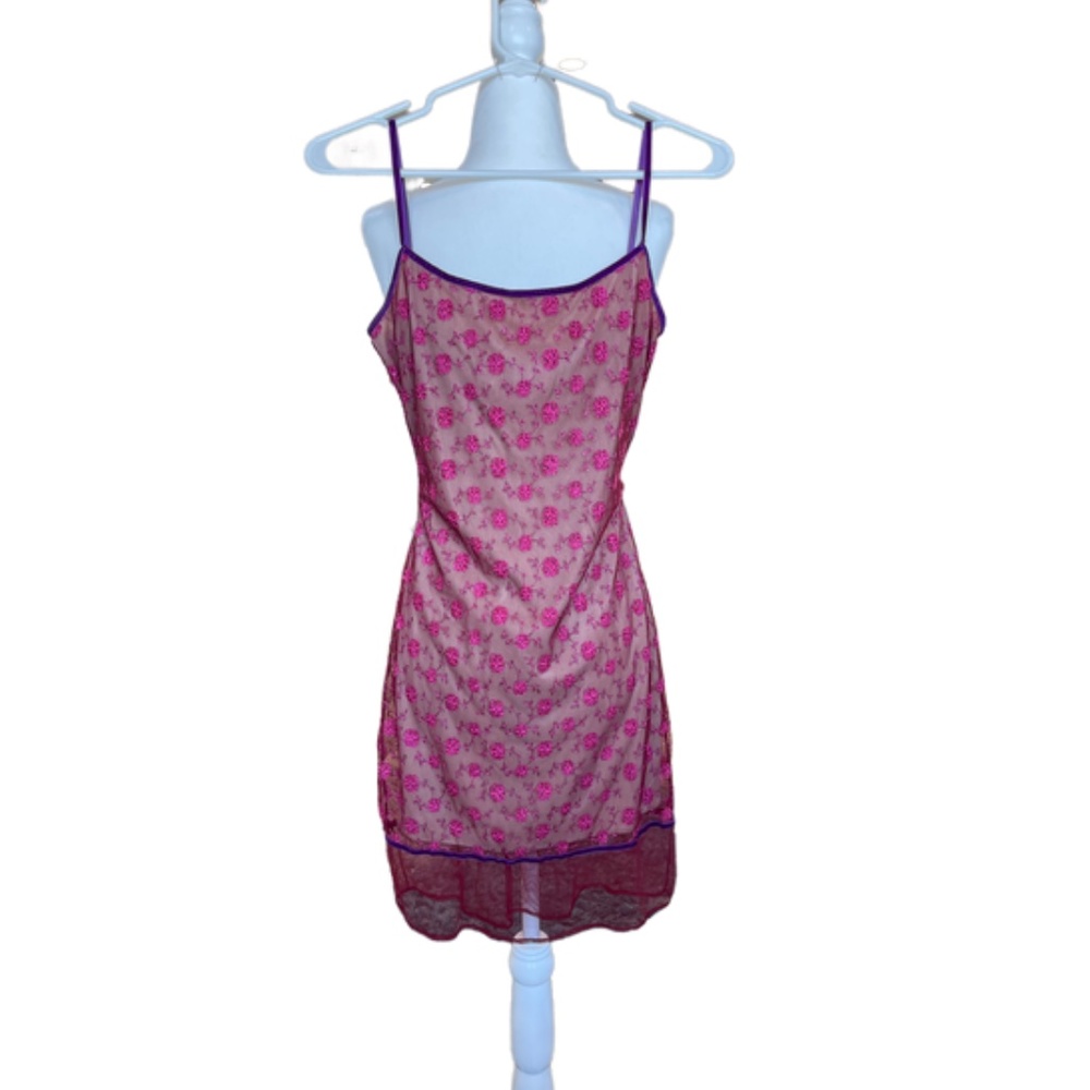 Vintage Laundry by Shelli Segal Embroidered Slip Dress, Size 2, Pink